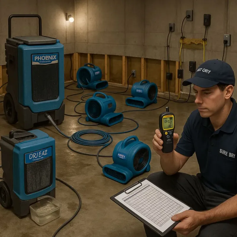 Structural Drying and Dehumidification process in Southgate, MI